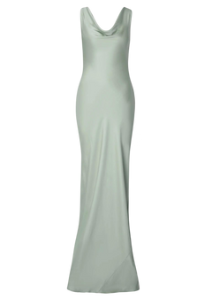 Leah Cowl Satin Maxi Dress - Sage