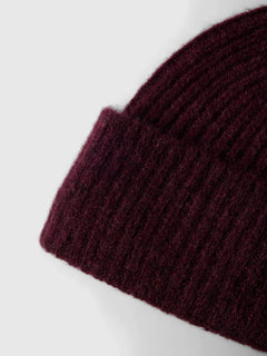 Lulu Wool Blend Knit Beanie - Fig Melange
