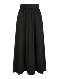 Yara Long Poplin Skirt - Black