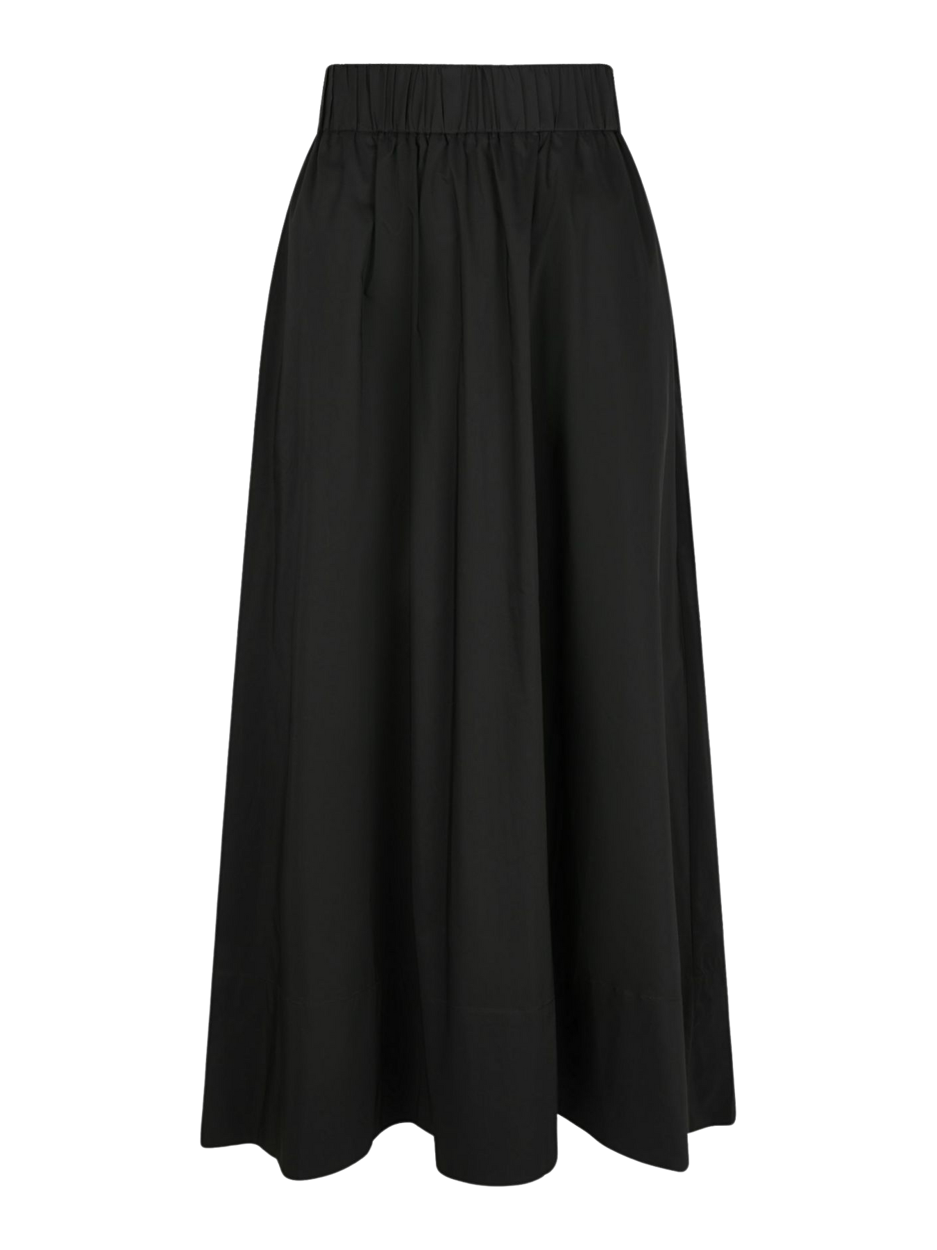 Yara Long Poplin Skirt - Black