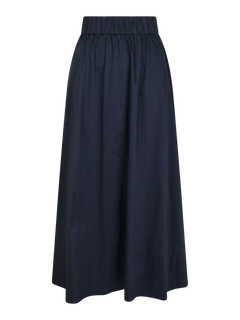 Yara Long Poplin Skirt - Navy