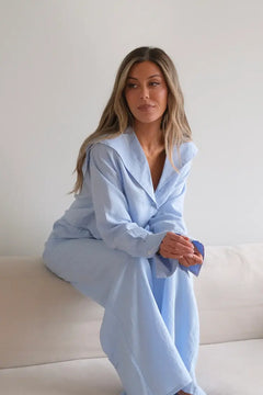 Linen Sailor Shirt - Light Blue