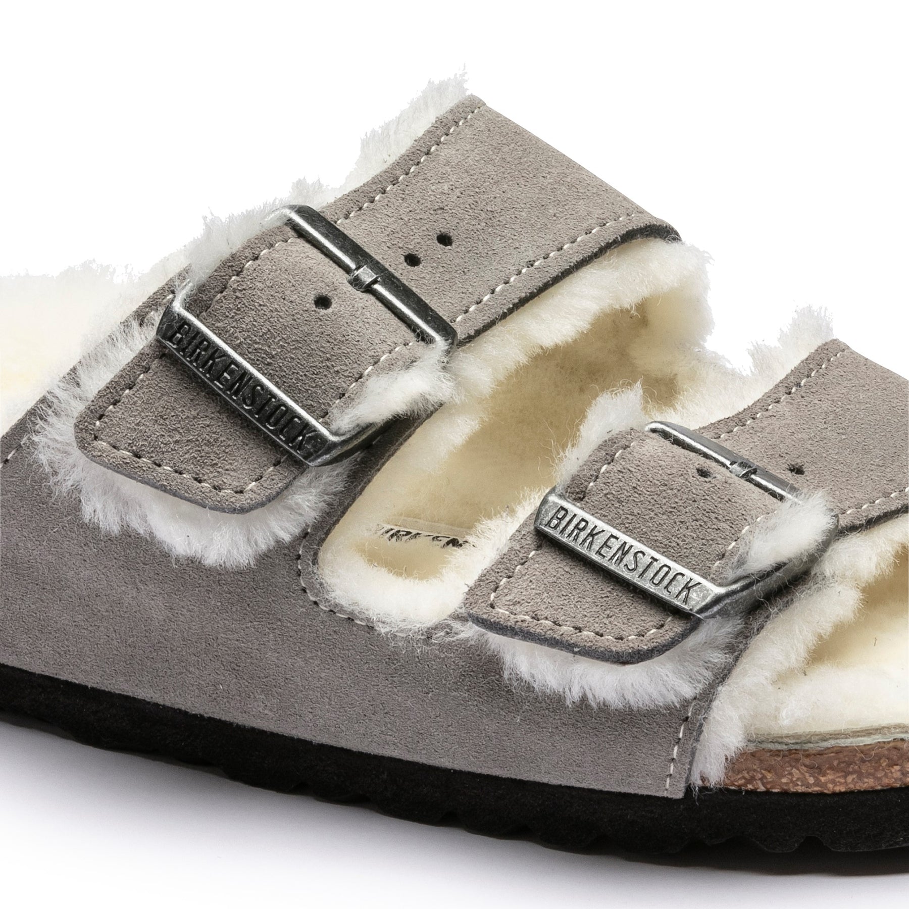 Arizona Shearling Suede Leather Narrow - Stone Coin