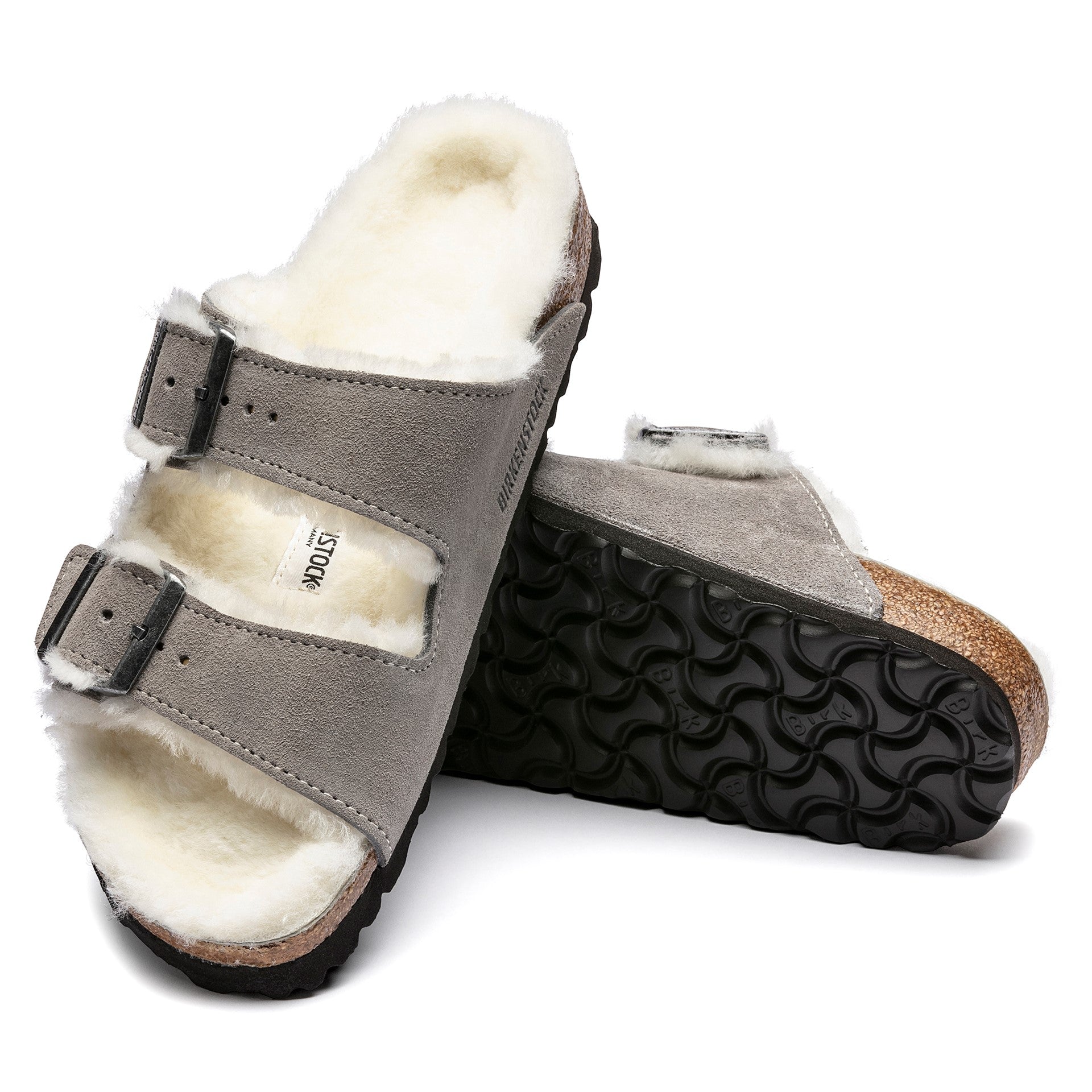 Arizona Shearling Suede Leather Narrow - Stone Coin