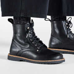 Bryson Grained Natural Leather Narrow - Black