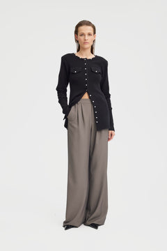 ManziGZ Wool Pearly Cardigan - Black