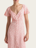 Aurelie Midi Dress - Micro Calla Print/Vermillion