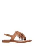 Indra Fringed Suede Sandal - Luggage