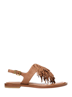 Indra Fringed Suede Sandal - Luggage