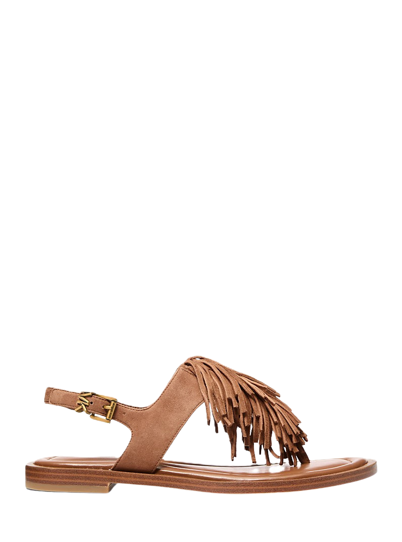 Indra Fringed Suede Sandal - Luggage