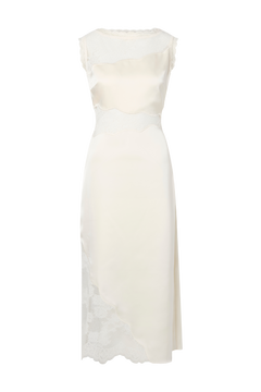 Desire Lace Trimmed Cut Out Midi Dress - Vanilla