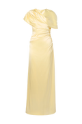 Cassia Draped Fitted Maxi Dress - Light Lemon