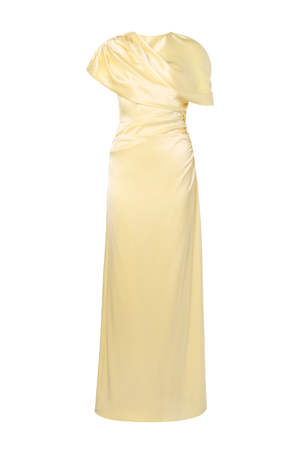 Cassia Draped Fitted Maxi Dress - Light Lemon
