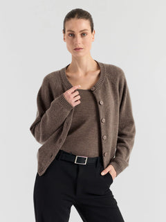 Cashmere Cardigan "Randi" - Dark Toast