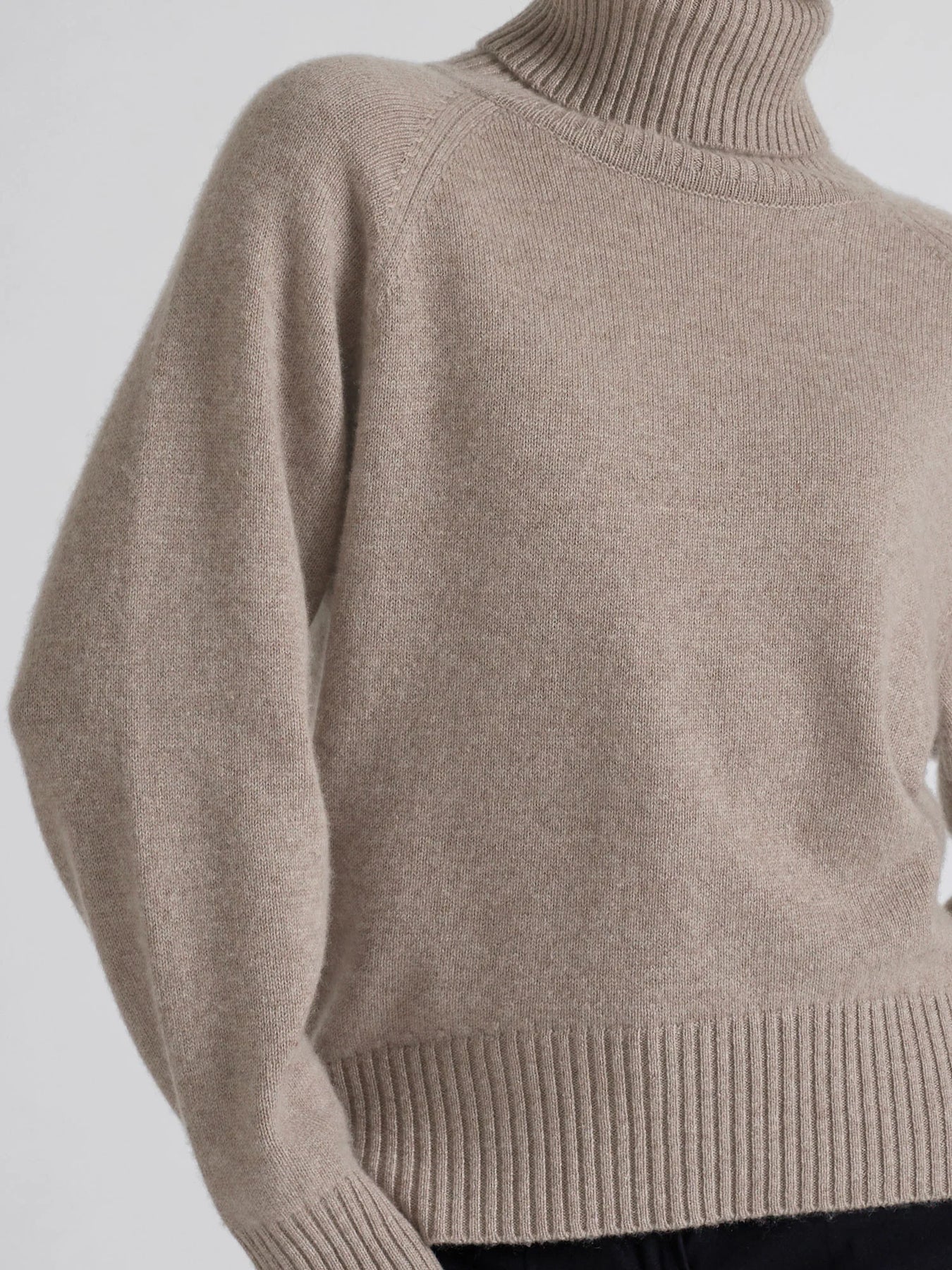 Cashmere Sweater With High Neck “Milano” - Toast