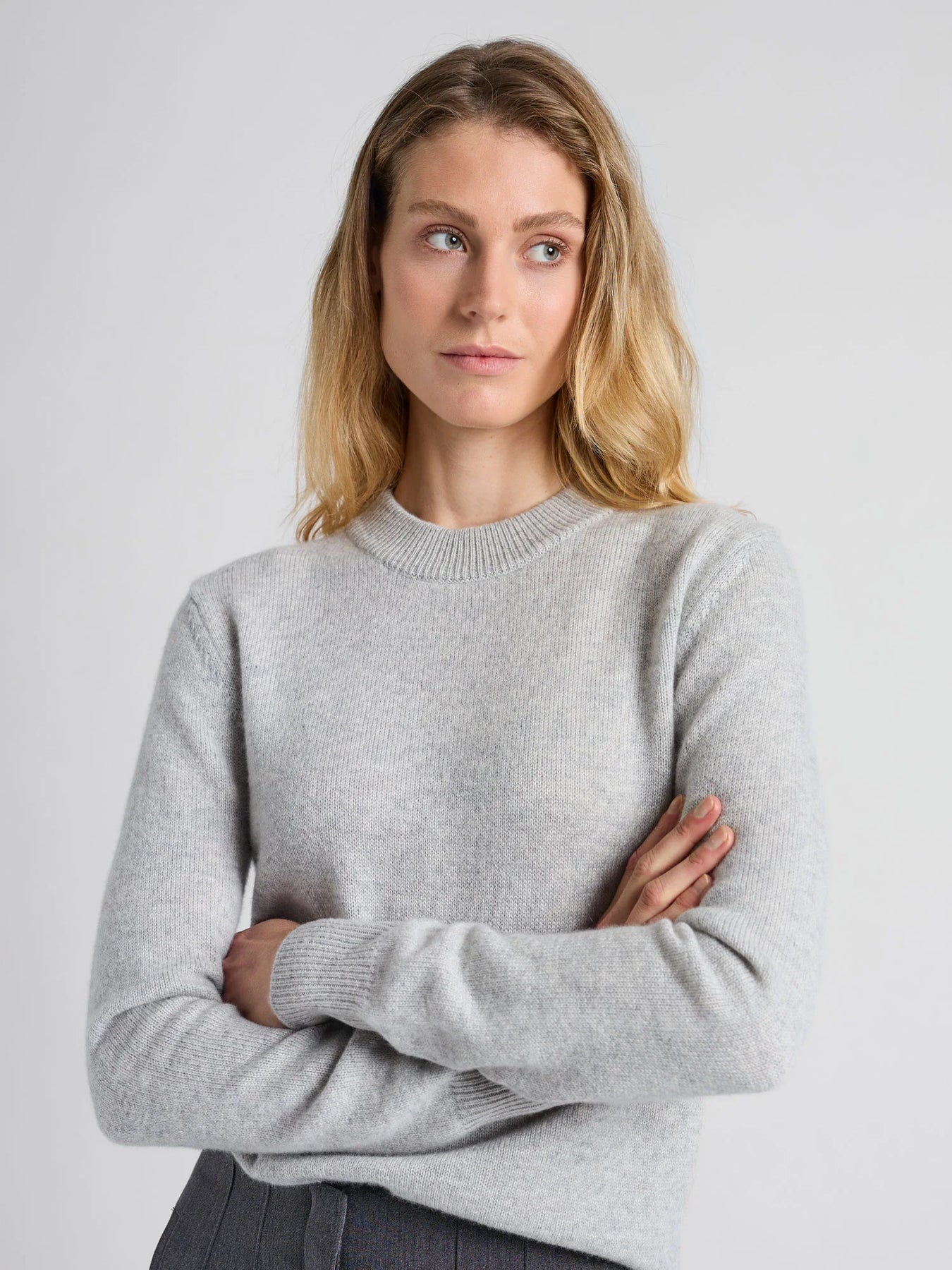 Cashmere Sweater "Sofia Long" - Light Grey