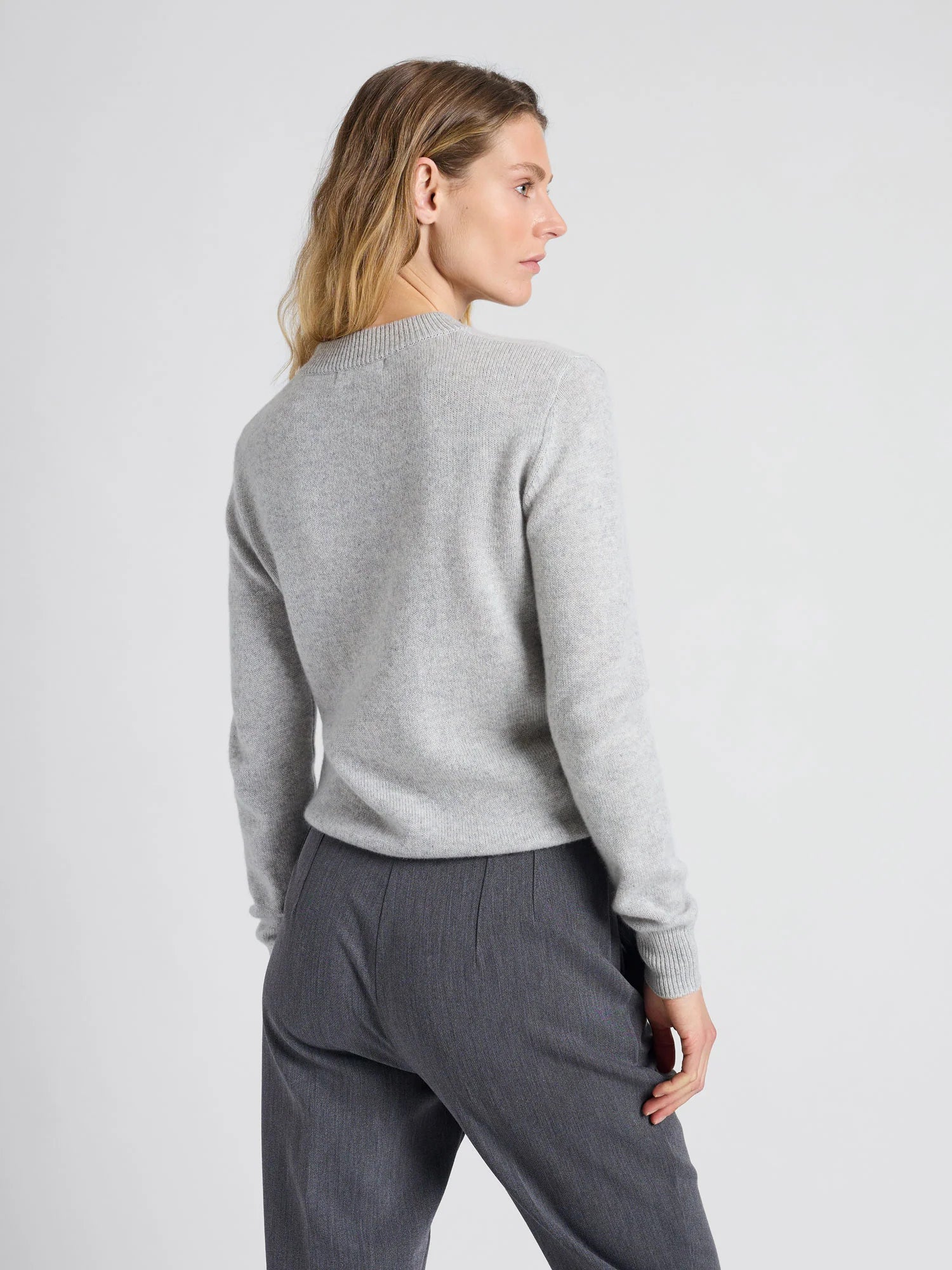 Cashmere Sweater "Sofia Long" - Light Grey