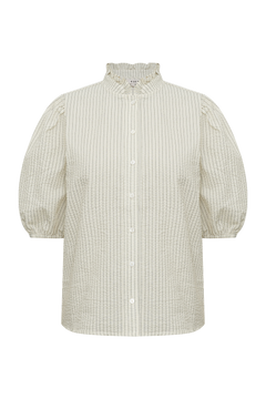 Tiffany Short Sleeve Stripe Shirt - Off White/Black Stripe