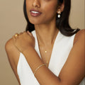 Cupchain & Etched Detail Tennis Bracelet - Pale Gold