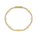 Cupchain & Etched Detail Tennis Bracelet - Pale Gold