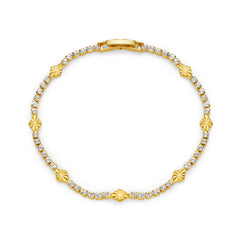 Cupchain & Etched Detail Tennis Bracelet - Pale Gold