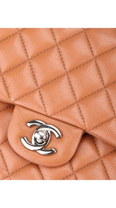 Chanel Classic Double Flap Bag Medium Caviar - Light Brown