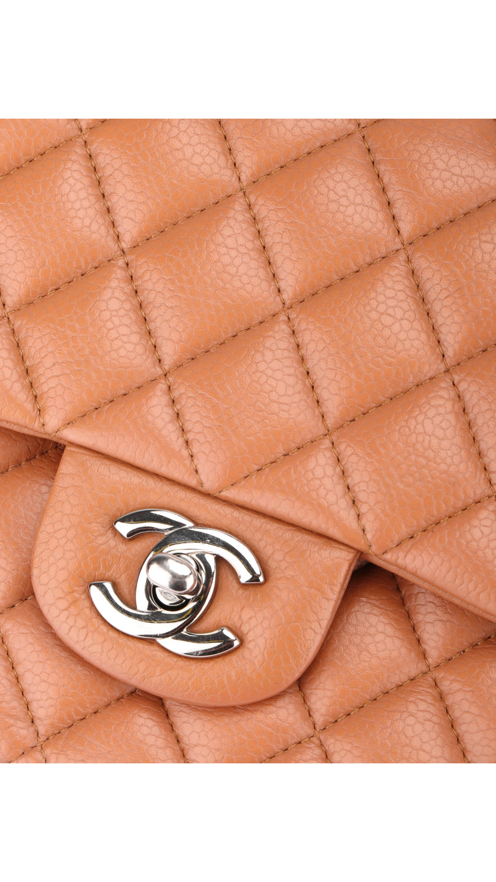 Chanel Classic Double Flap Bag Medium Caviar - Light Brown