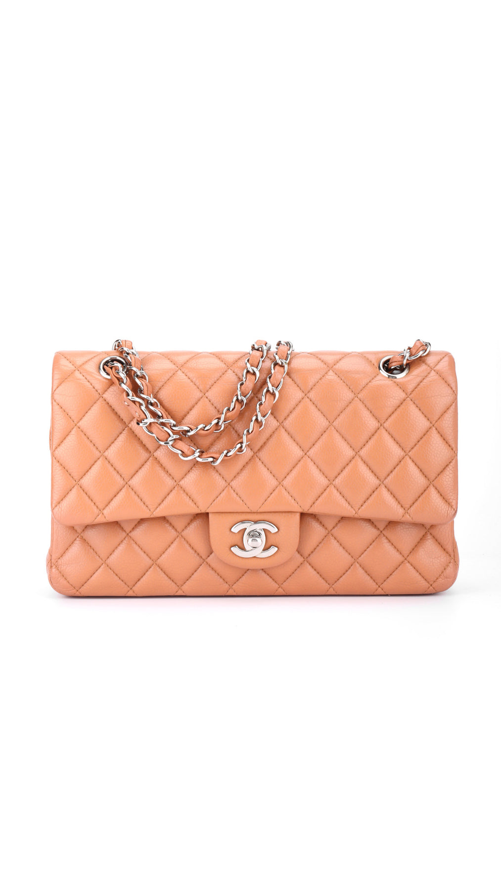 Chanel Classic Double Flap Bag Medium Caviar - Light Brown