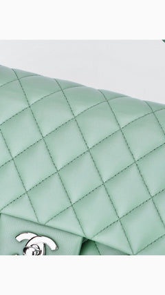 Chanel Classic Double Flap Bag Medium - Aqua Green