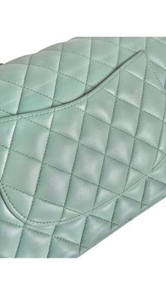 Chanel Classic Double Flap Bag Medium - Aqua Green