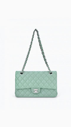 Chanel Classic Double Flap Bag Medium - Aqua Green