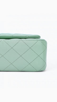 Chanel Classic Double Flap Bag Medium - Aqua Green
