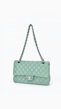 Chanel Classic Double Flap Bag Medium - Aqua Green