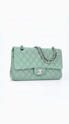Chanel Classic Double Flap Bag Medium - Aqua Green