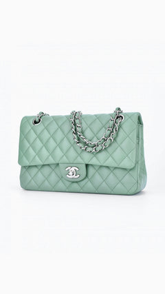 Chanel Classic Double Flap Bag Medium - Aqua Green