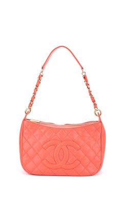 Chanel Shoulder Bag Cc-Logo - Coral Red