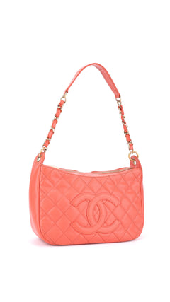 Chanel Shoulder Bag Cc-Logo - Coral Red