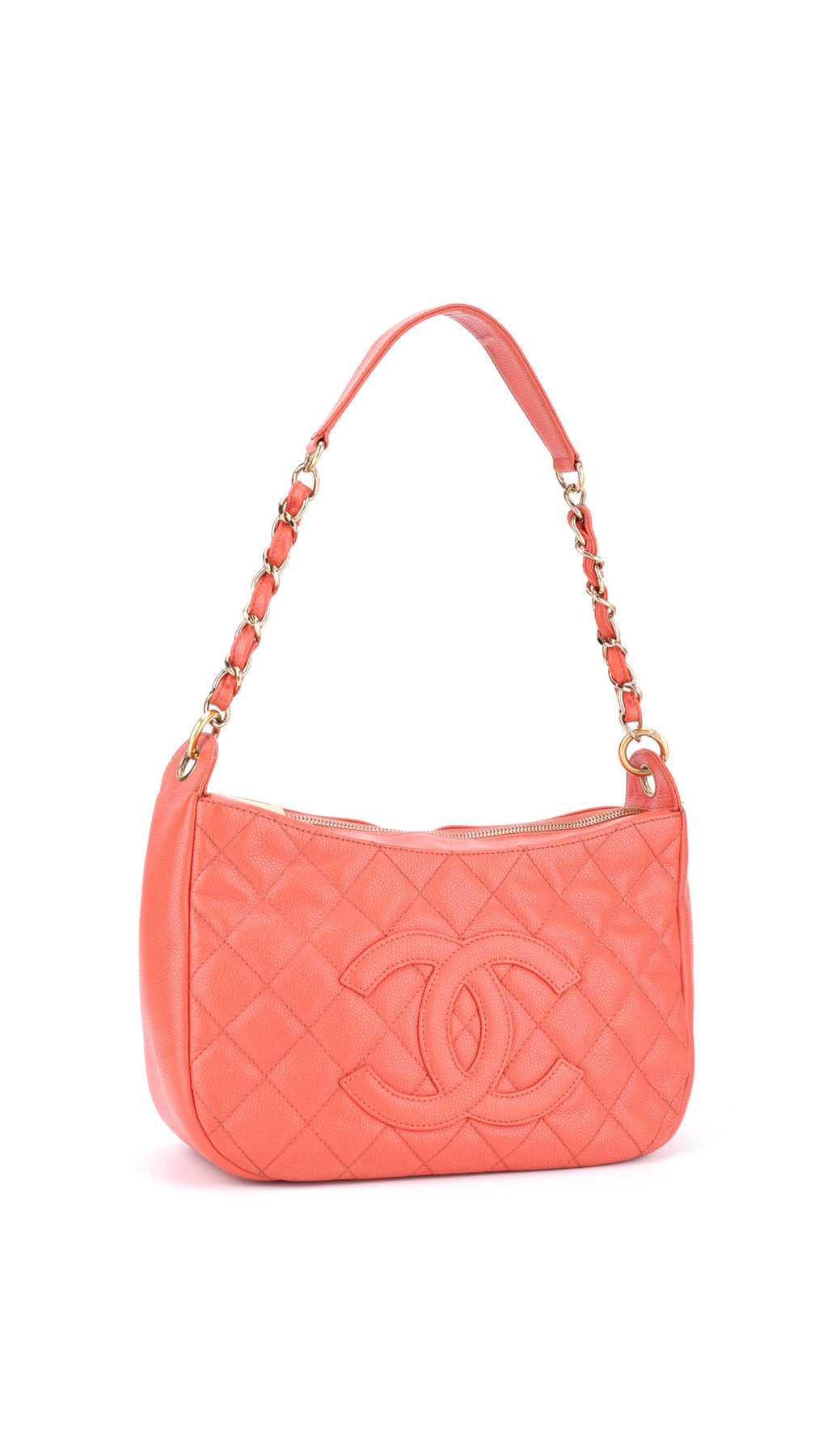 Chanel Shoulder Bag Cc-Logo - Coral Red