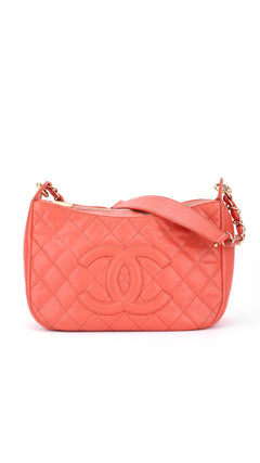 Chanel Shoulder Bag Cc-Logo - Coral Red
