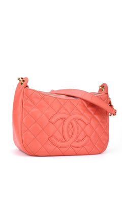 Chanel Shoulder Bag Cc-Logo - Coral Red