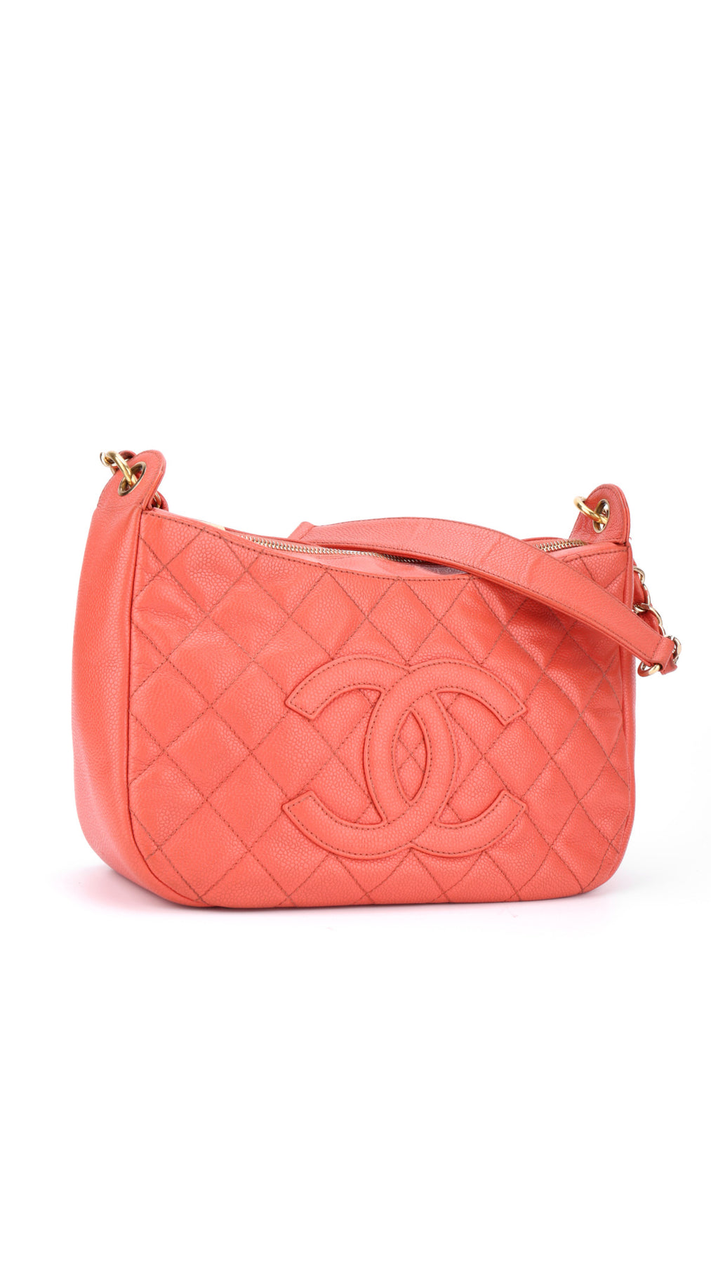 Chanel Shoulder Bag Cc-Logo - Coral Red