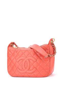 Chanel Shoulder Bag Cc-Logo - Coral Red