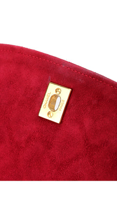 Chanel Single Flap Shoulder Bag Suede - Red