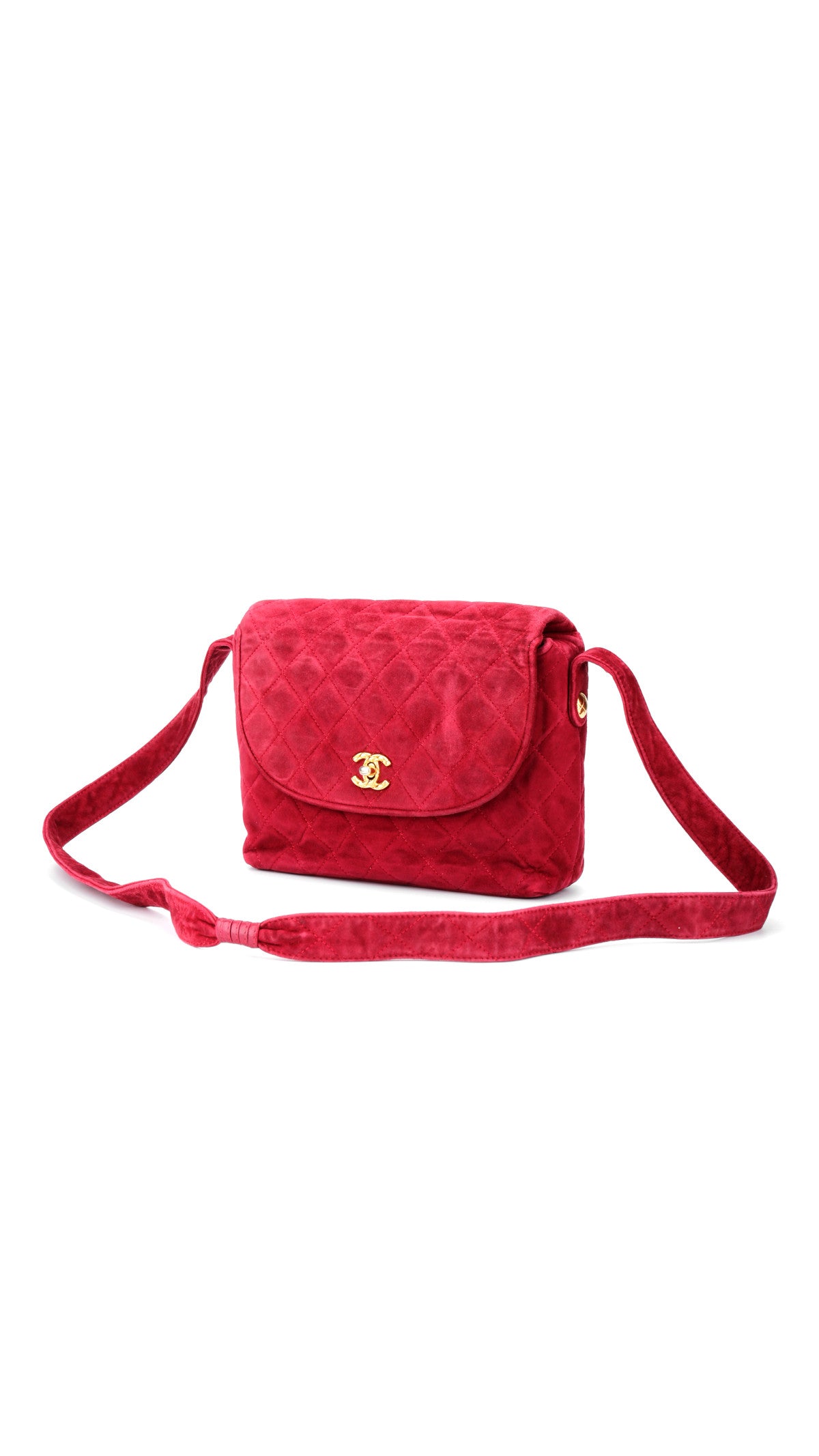Chanel Single Flap Shoulder Bag Suede - Red
