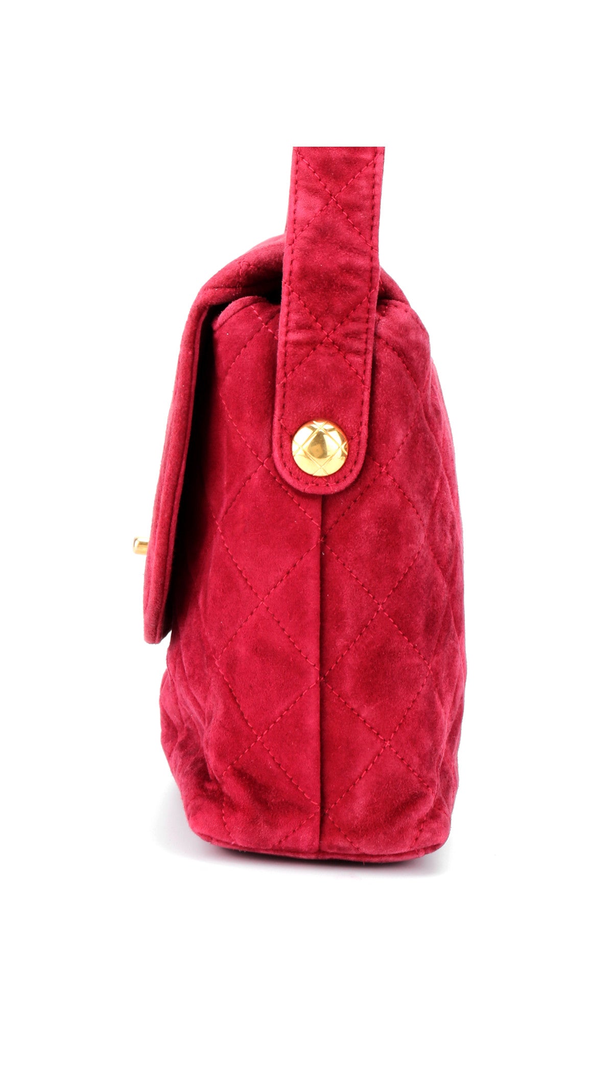 Chanel Single Flap Shoulder Bag Suede - Red