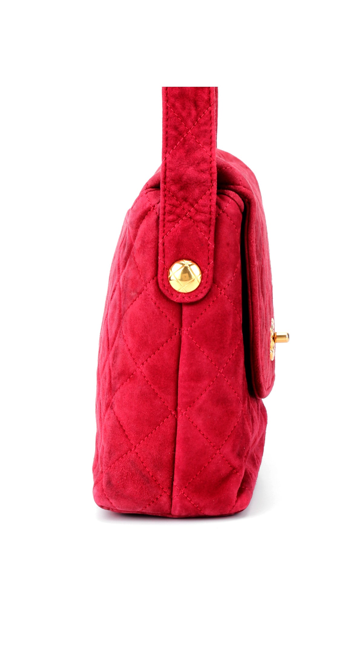 Chanel Single Flap Shoulder Bag Suede - Red