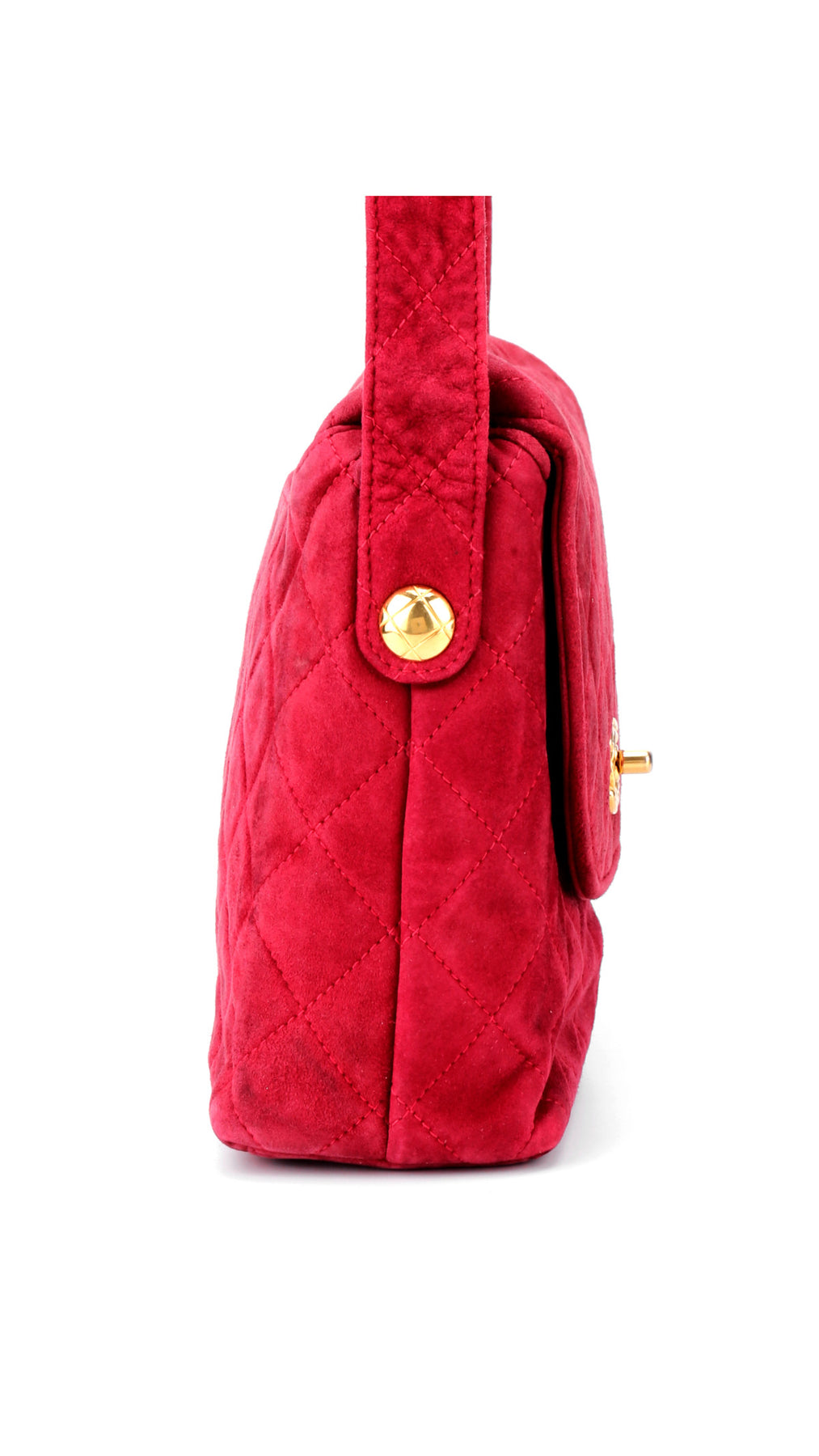 Chanel Single Flap Shoulder Bag Suede - Red