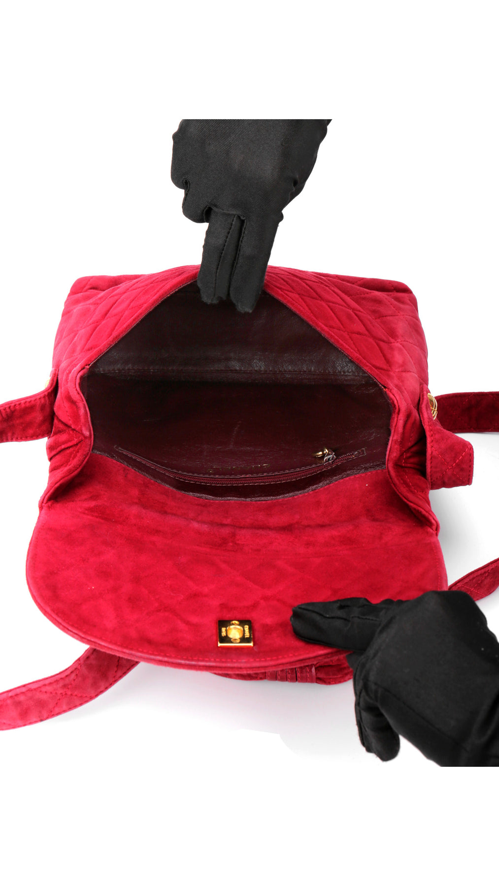 Chanel Single Flap Shoulder Bag Suede - Red