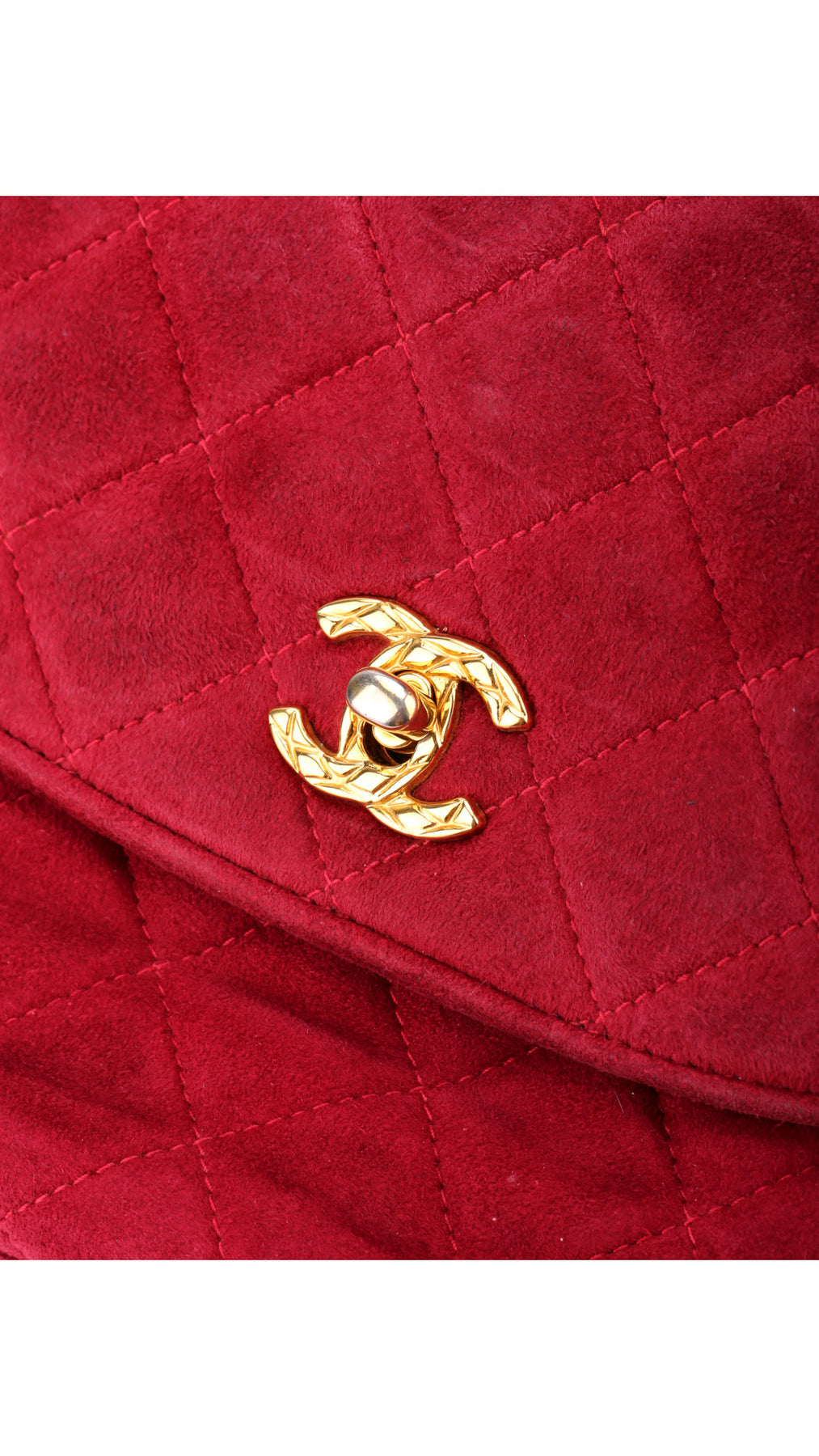 Chanel Single Flap Shoulder Bag Suede - Red