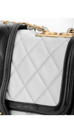 Chanel Single Flap Shoulder Bag - Light Blue/Black
